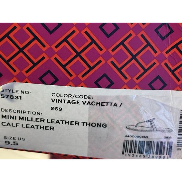 Tory Burch sandals mini Miller light brown with gold logo 9.5 - Picture 8 of 8